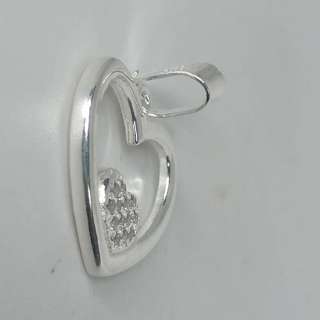 DIJE CORAZON C/CIRCONIAS PLATA .925 2.5 GR (NUEVO)