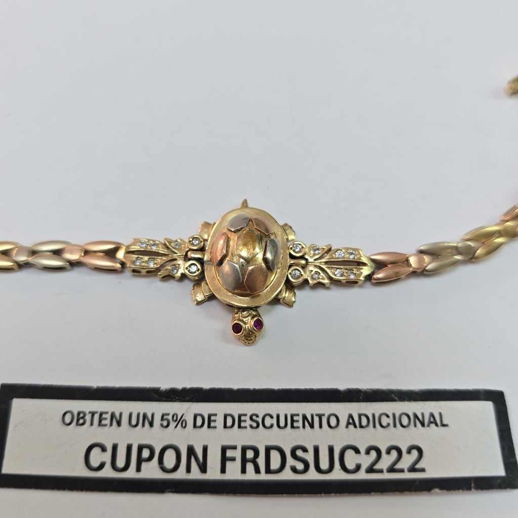 K1 13,00 GRMS 14 K ESPECIFICACIONES COMPLEMENTARIAS PULSERA TONOS CON TORTUGA (SEMINUEVO)