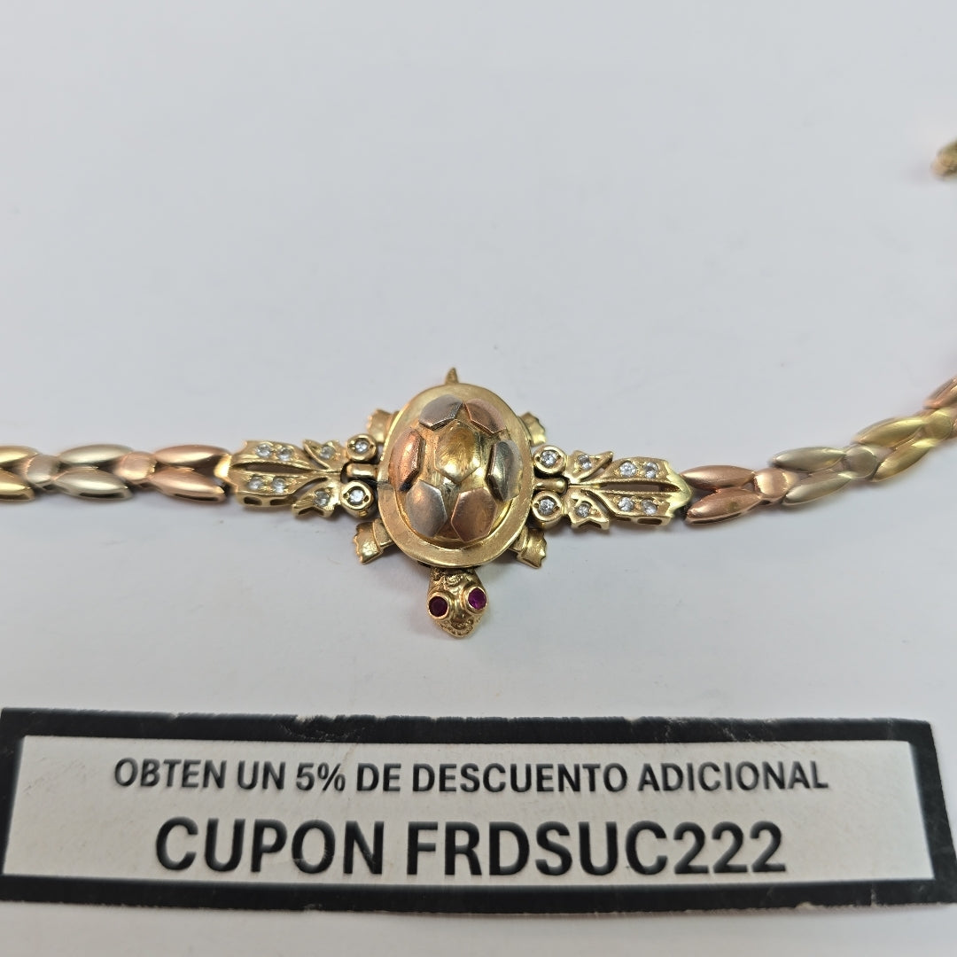 K1 13,00 GRMS 14 K ESPECIFICACIONES COMPLEMENTARIAS PULSERA TONOS CON TORTUGA (SEMINUEVO)
