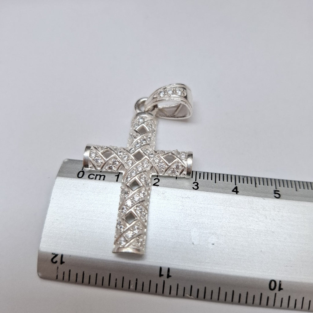 DIJE CRUZ C/CIRCONIAS PLATA .925 7.7 GR (NUEVO)