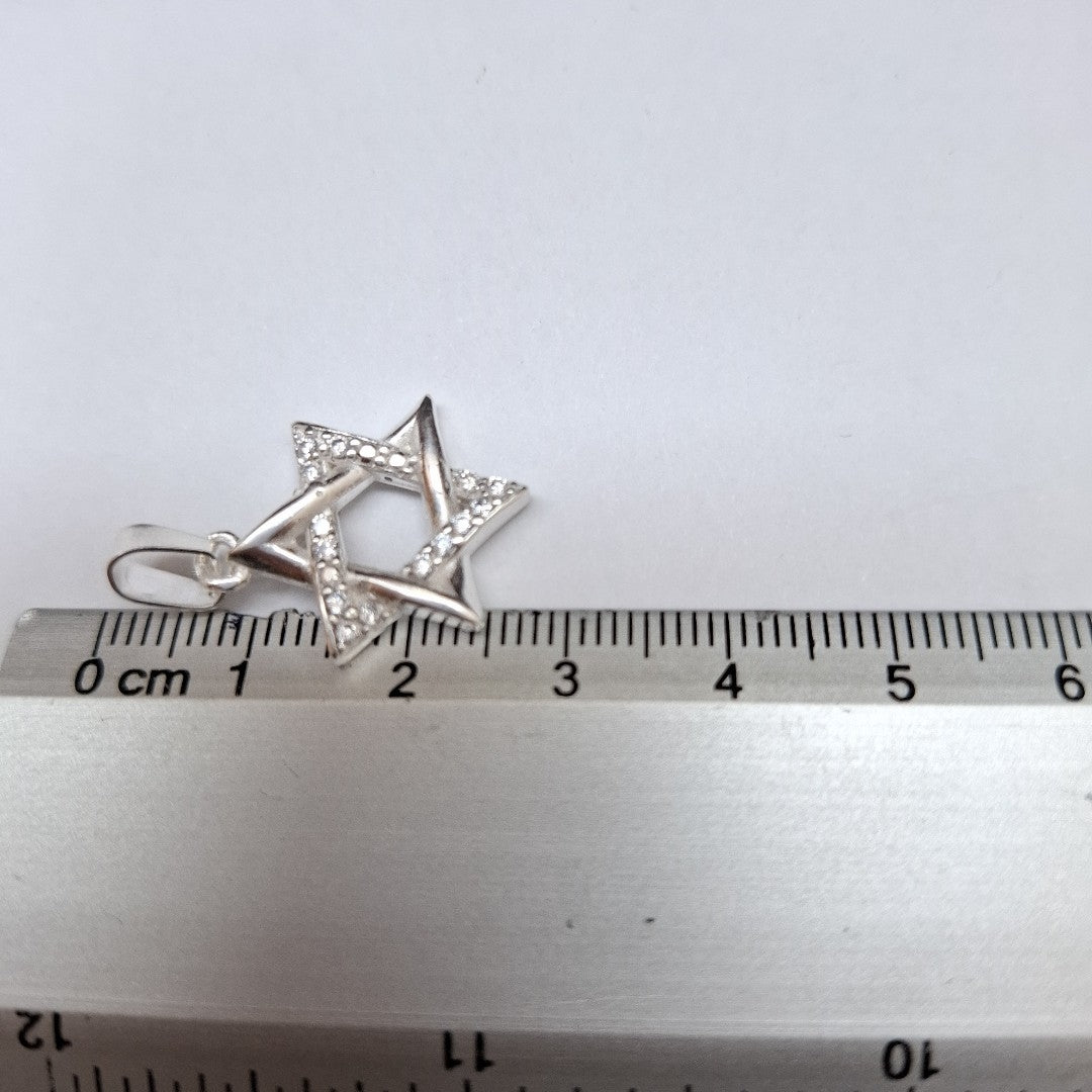 DIJE ESTRELLA DE DAVID C/CIRCONIAS PLATA .925 2.7 GR (NUEVO)