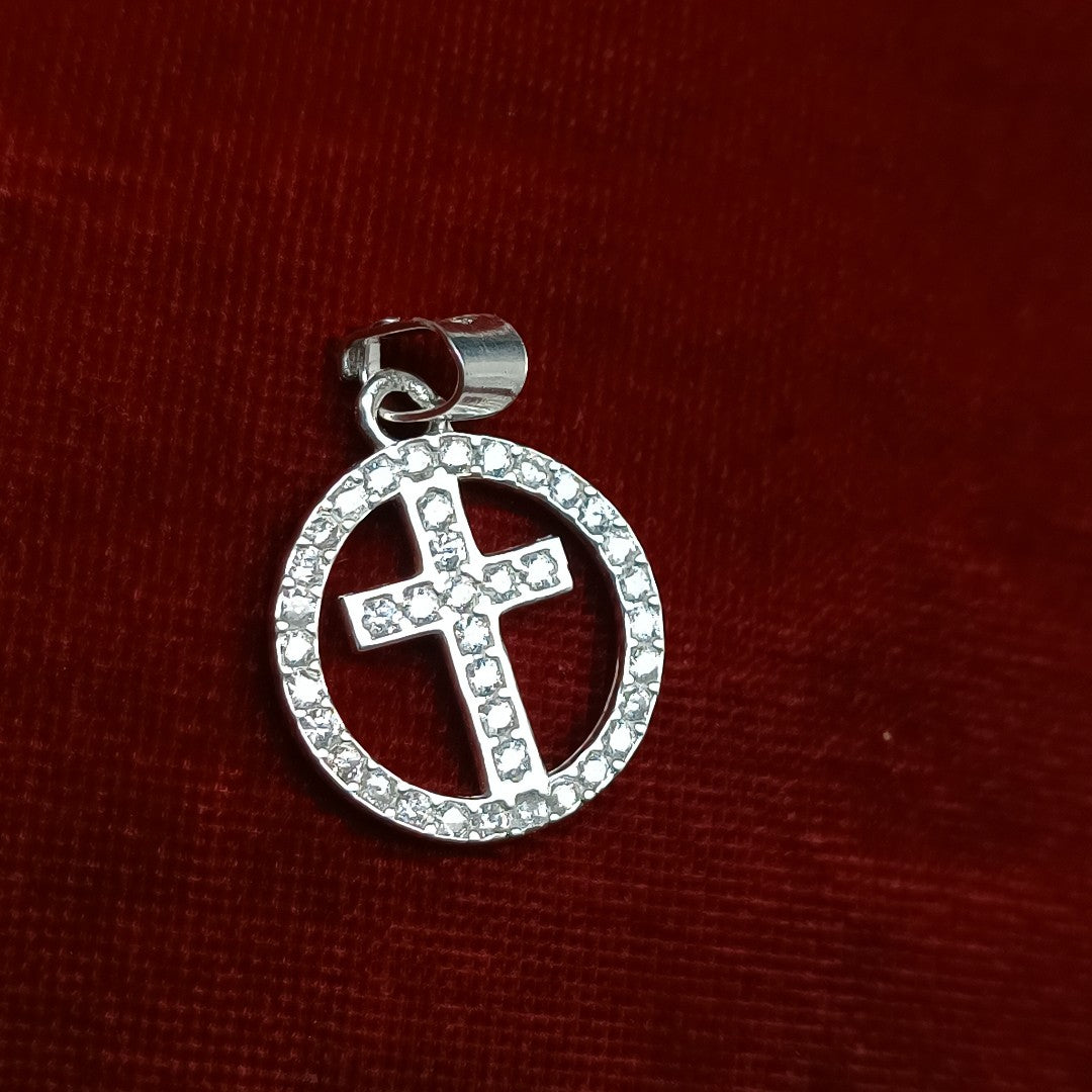 DIJE CRUZ C/CIRCONIAS PLATA .925 2.5 GR (NUEVO)