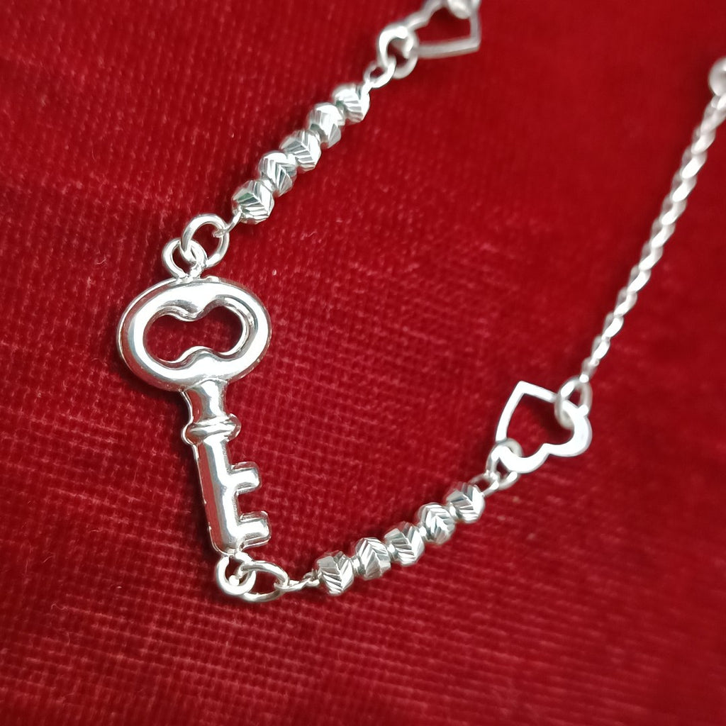 PULSERA TEJIDO LLAVE PLATA .925 18 CM 2.3 GR (NUEVO)