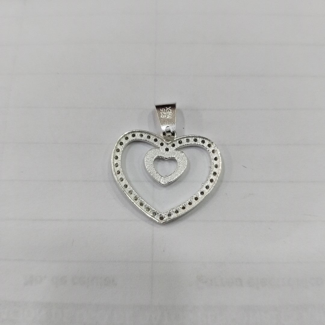 DIJE CORAZON C/CIRCONIAS PLATA .925 2.7 GR (NUEVO)