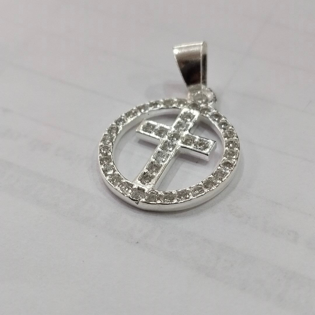 DIJE CRUZ C/CIRCONIAS PLATA .925 2.5 GR (NUEVO)