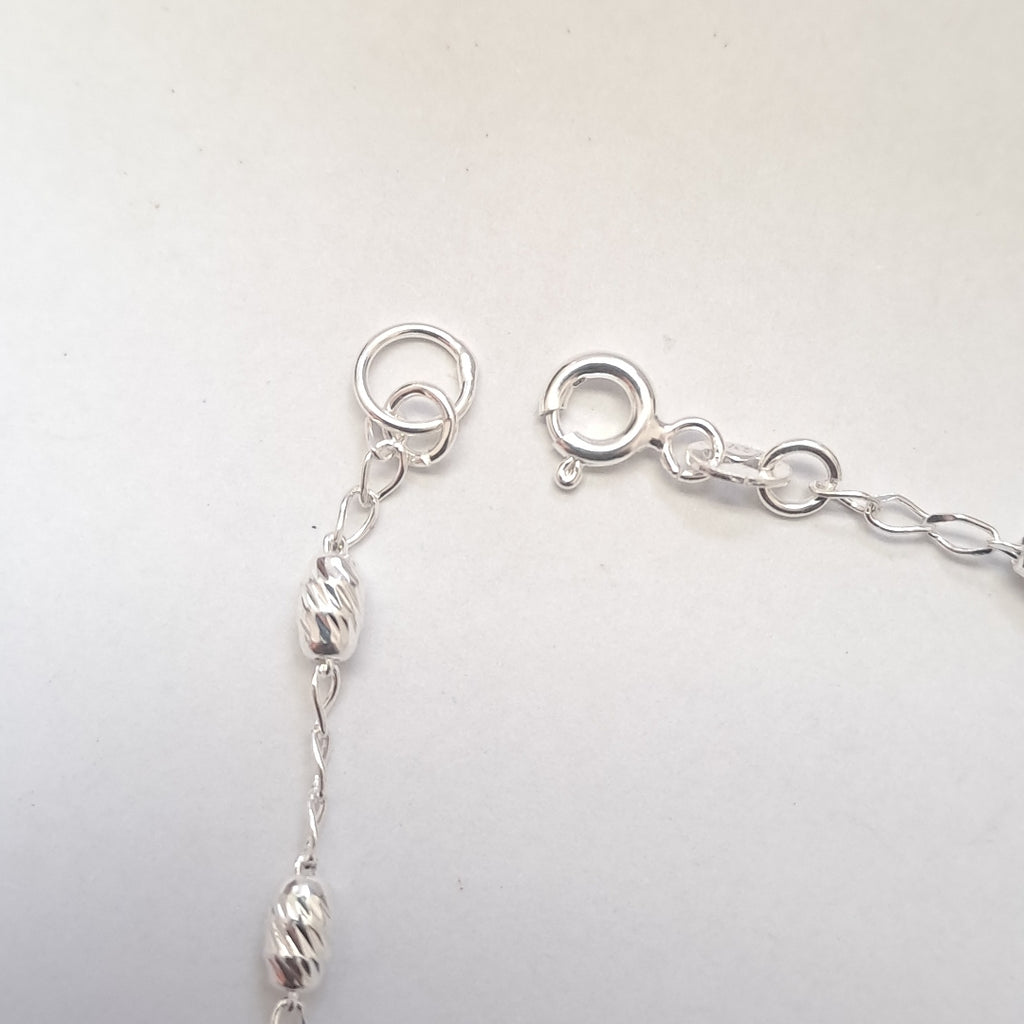 PULSERA TEJIDO CORAZON PLATA .925 18 CM 3.2 GR (NUEVO)