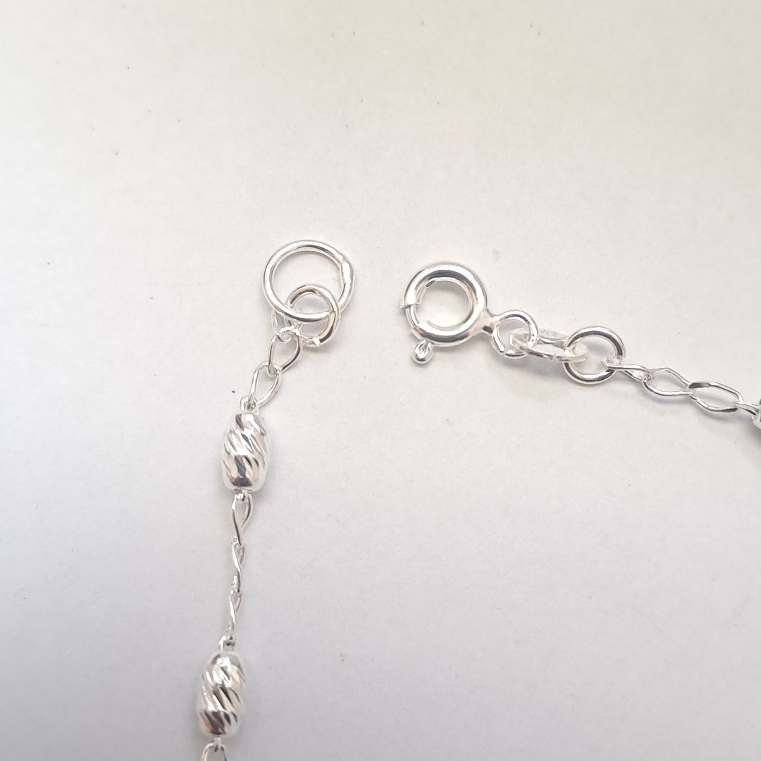 PULSERA TEJIDO CORAZON PLATA .925 18 CM 3.2 GR (NUEVO)
