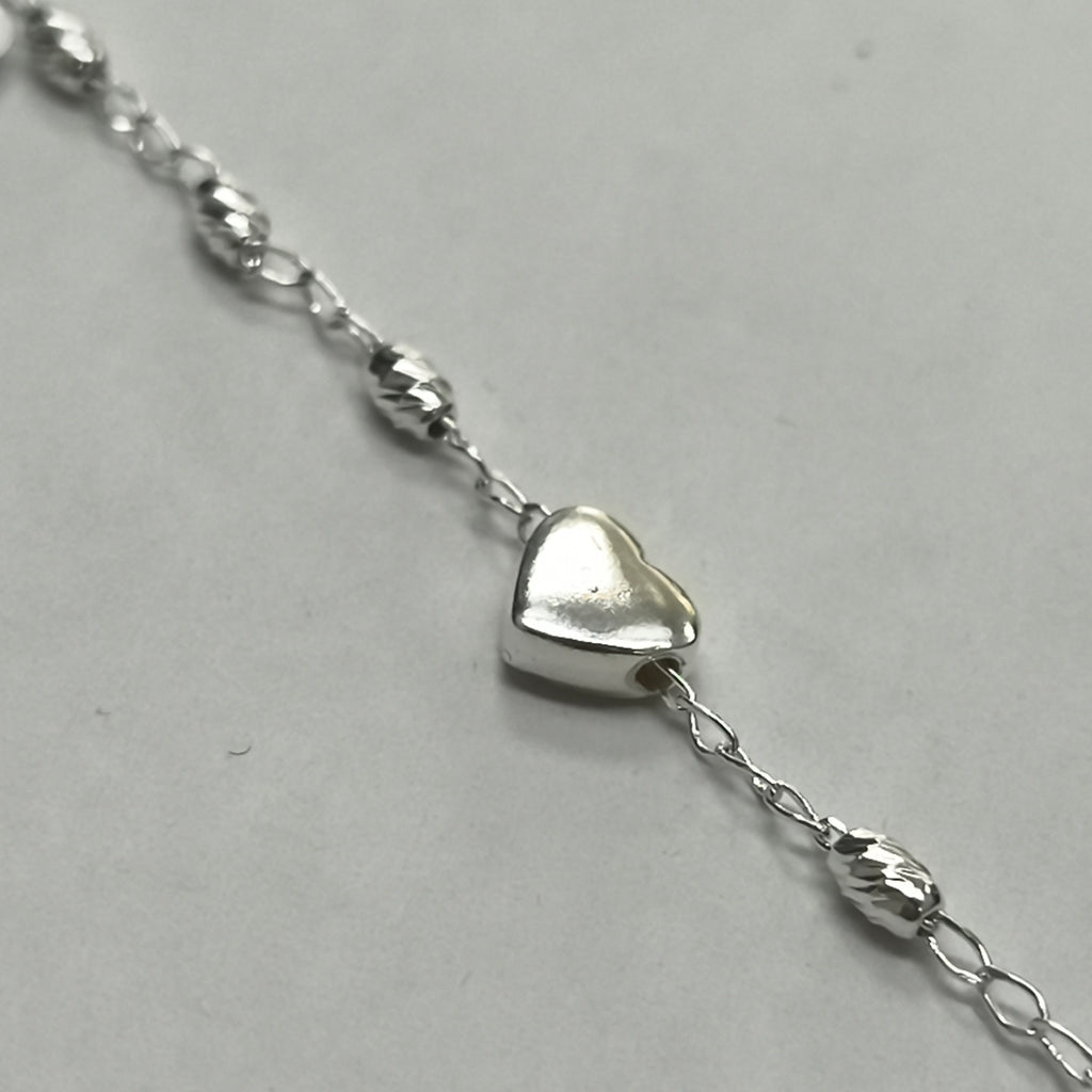 PULSERA TEJIDO CORAZON PLATA .925 18 CM 3.3 GR (NUEVO)