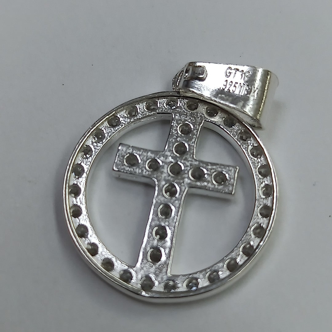 DIJE CRUZ C/CIRCONIAS PLATA .925 2.5 GR (NUEVO)
