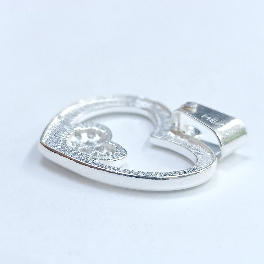 DIJE CORAZON C/CIRCONIAS PLATA .925 2.5 GR (NUEVO)