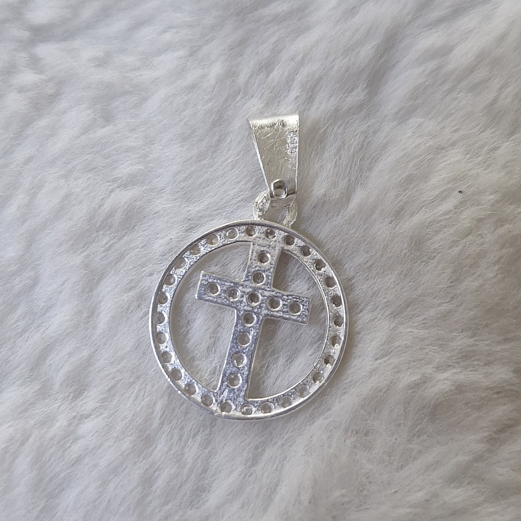 DIJE CRUZ C/CIRCONIAS PLATA .925 2.4 GR (NUEVO)