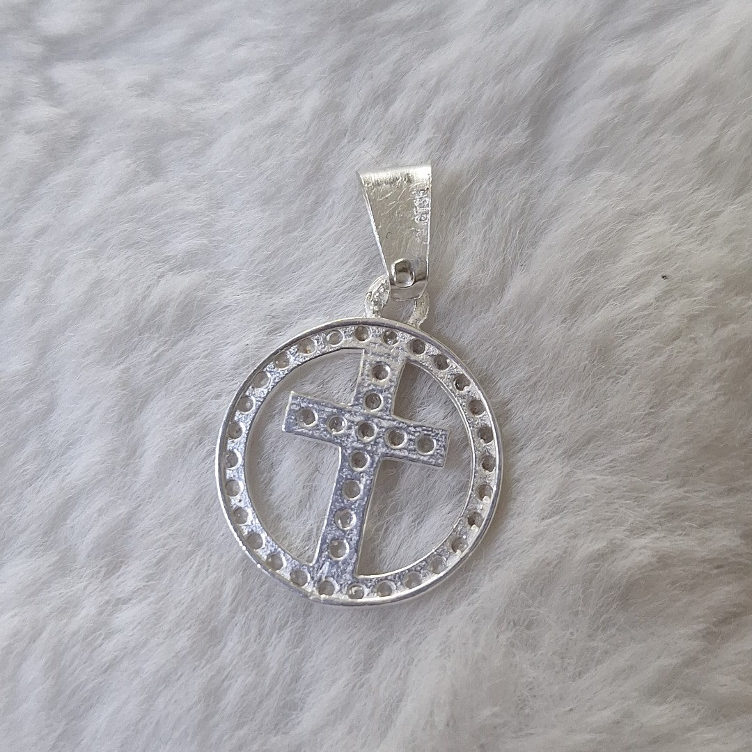 DIJE CRUZ C/CIRCONIAS PLATA .925 2.4 GR (NUEVO)