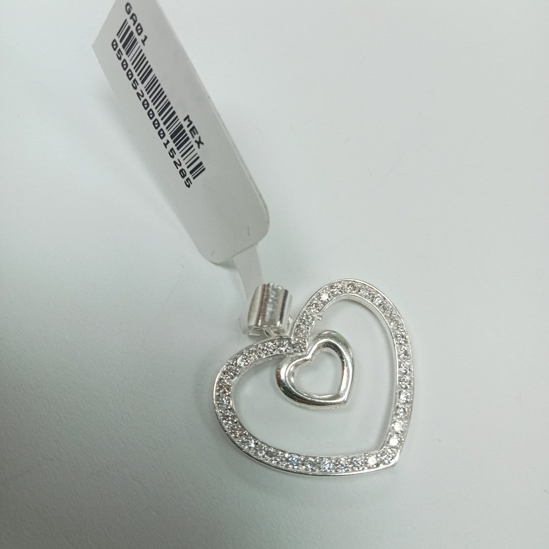 DIJE CORAZON C/CIRCONIAS PLATA .925 2.7 GR (NUEVO)