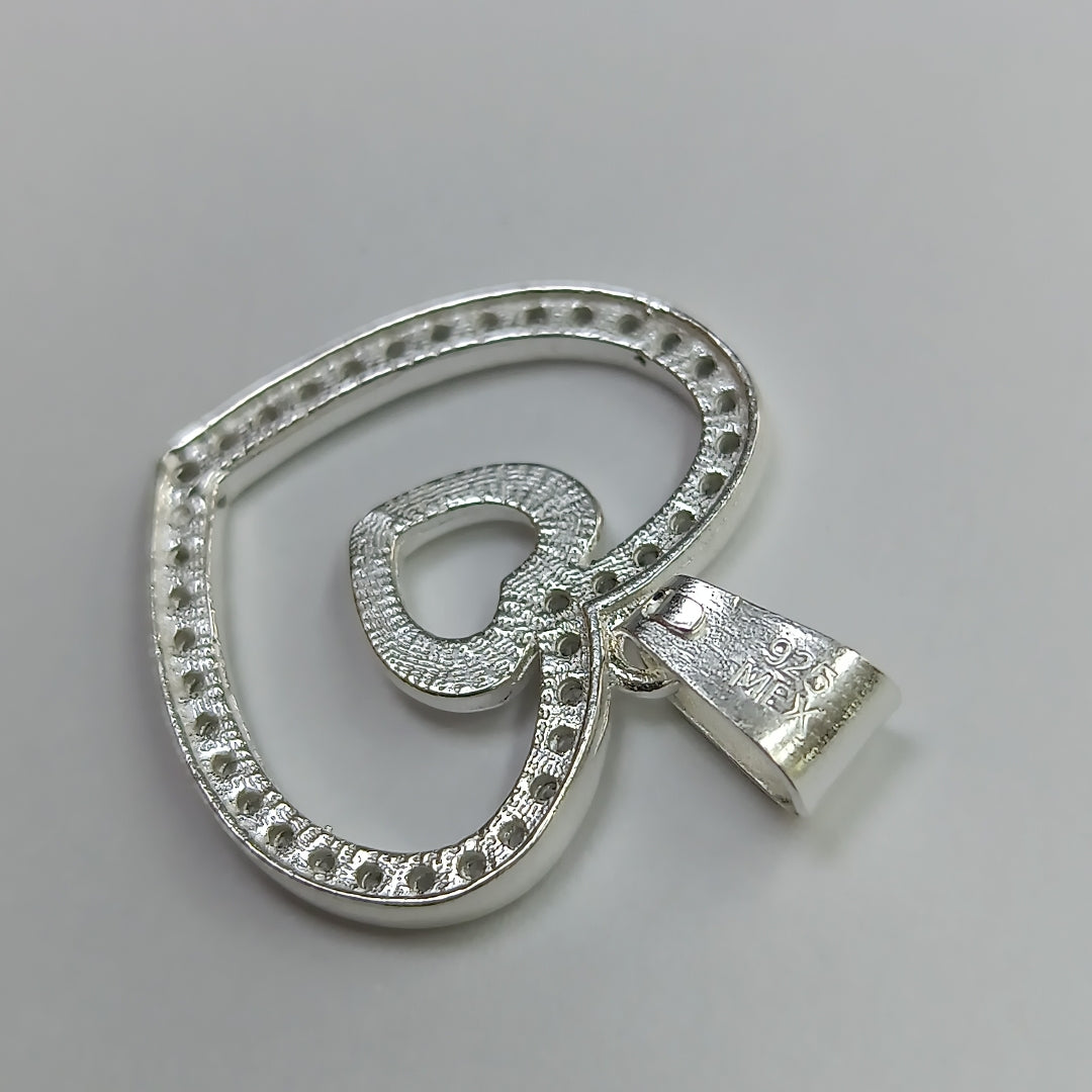 DIJE CORAZON C/CIRCONIAS PLATA .925 2.7 GR (NUEVO)