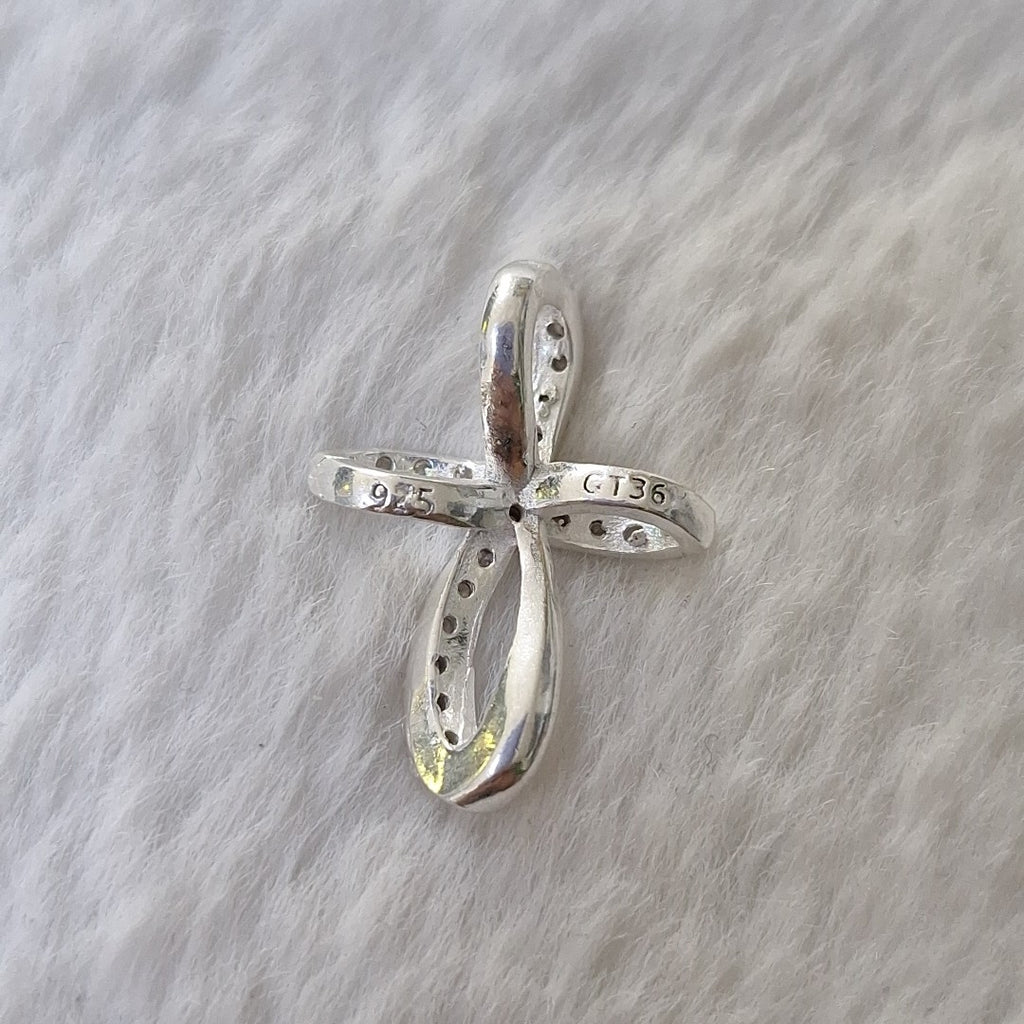 DIJE CRUZ C/CIRCONIAS PLATA .925 1.8 GR (NUEVO)