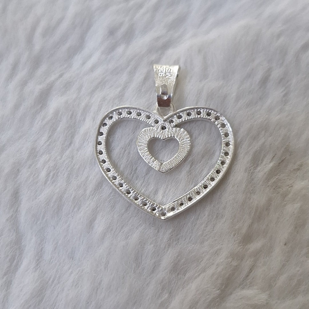 DIJE CORAZON C/CIRCONIAS PLATA .925 2.8 GR (NUEVO)