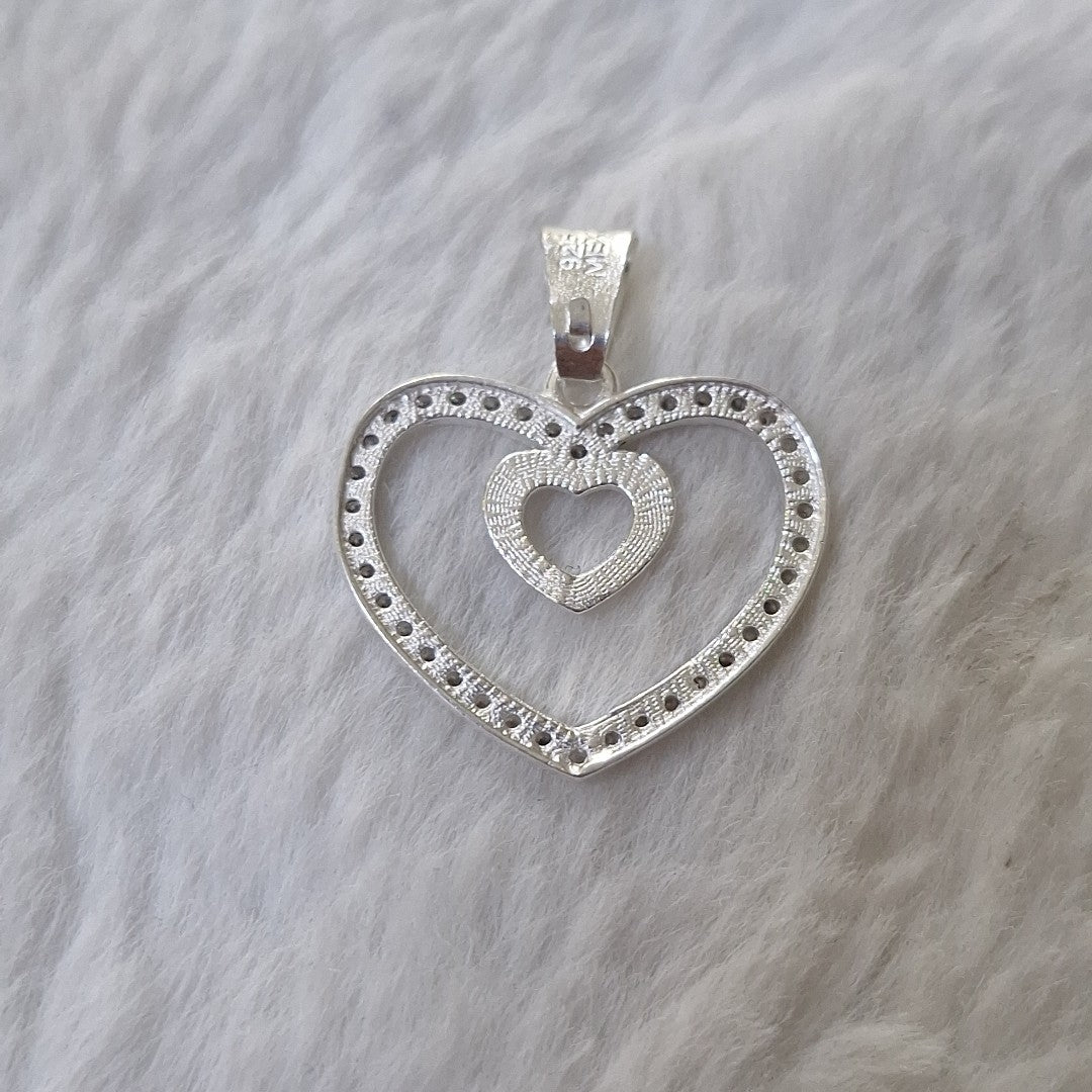 DIJE CORAZON C/CIRCONIAS PLATA .925 2.8 GR (NUEVO)