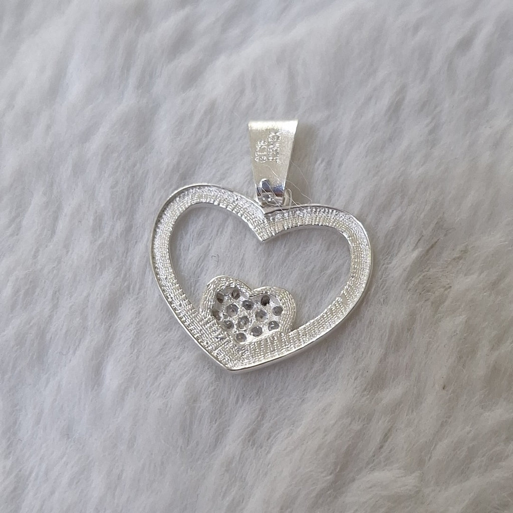 DIJE CORAZON C/CIRCONIAS PLATA .925 2.5 GR (NUEVO)