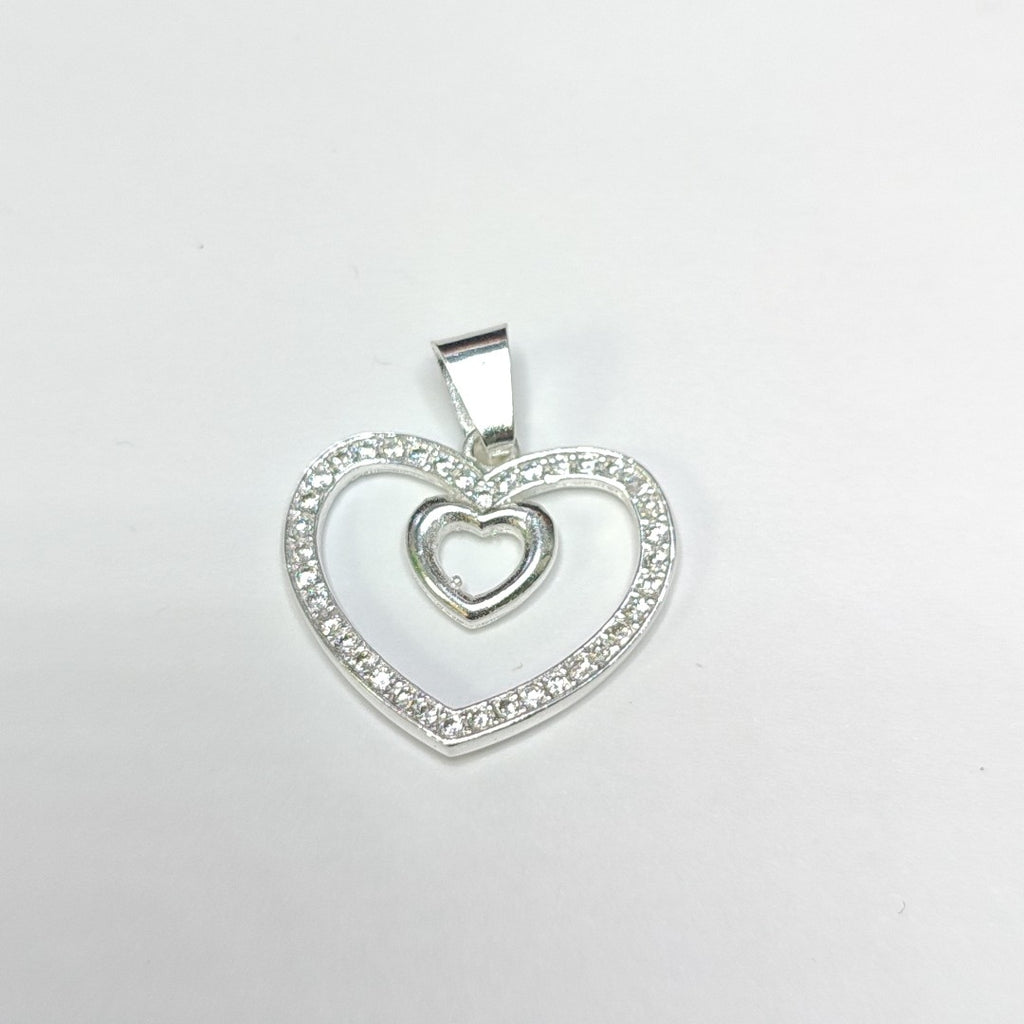 DIJE CORAZON C/CIRCONIAS PLATA .925 2.7 GR (NUEVO)