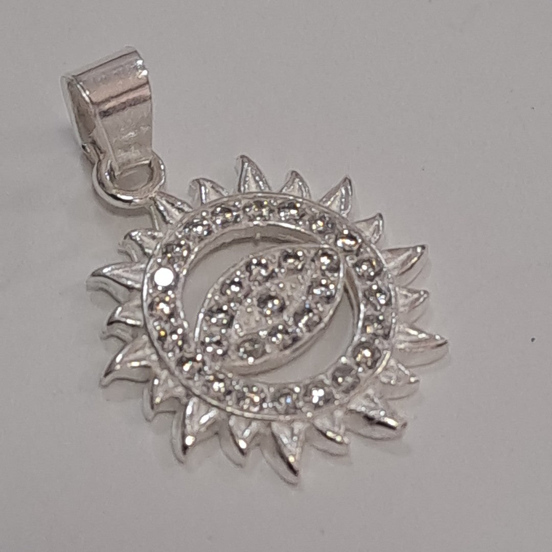 DIJE OJO MAGICO CON CIRCONIAS PLATA .925 2 GR (NUEVO)