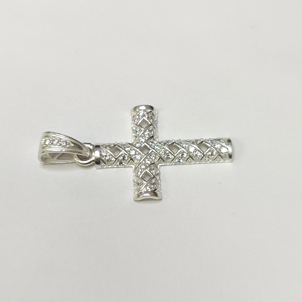 DIJE CRUZ C/CIRCONIAS PLATA .925 7.8 GR (NUEVO)