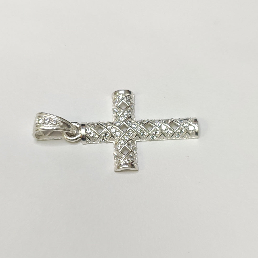 DIJE CRUZ C/CIRCONIAS PLATA .925 7.8 GR (NUEVO)