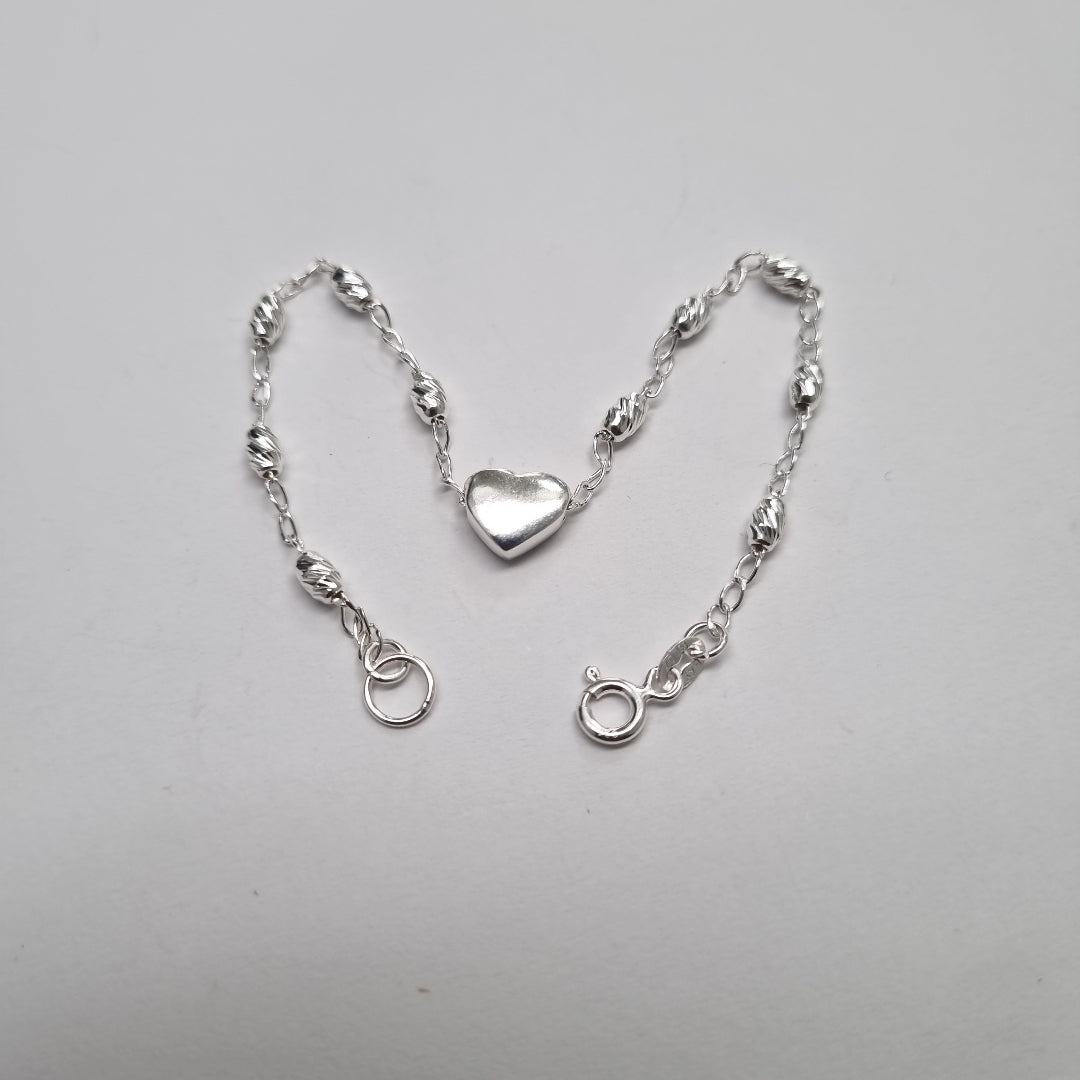 PULSERA TEJIDO CORAZON PLATA .925 18 CM 3.3 GR (NUEVO)