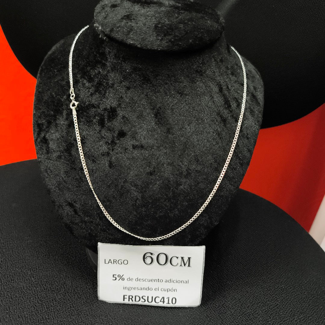 CADENA TEJIDO BARBADO PLATA .925 60 CM 5.6 GR (NUEVO)