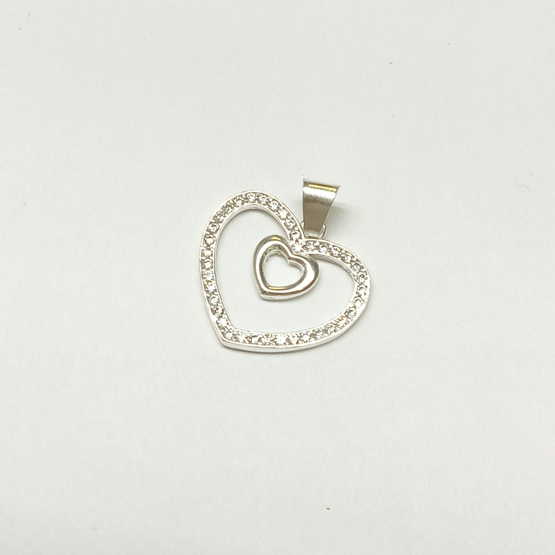 DIJE CORAZON C/CIRCONIAS PLATA .925 2.7 GR (NUEVO)