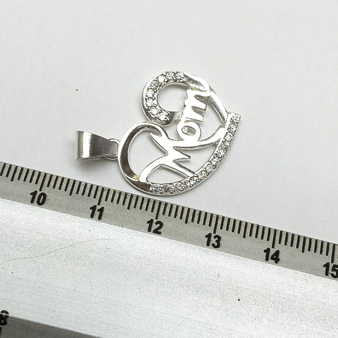 DIJE CORAZON C/CIRCONIAS PLATA .925 3.1 GR (NUEVO)