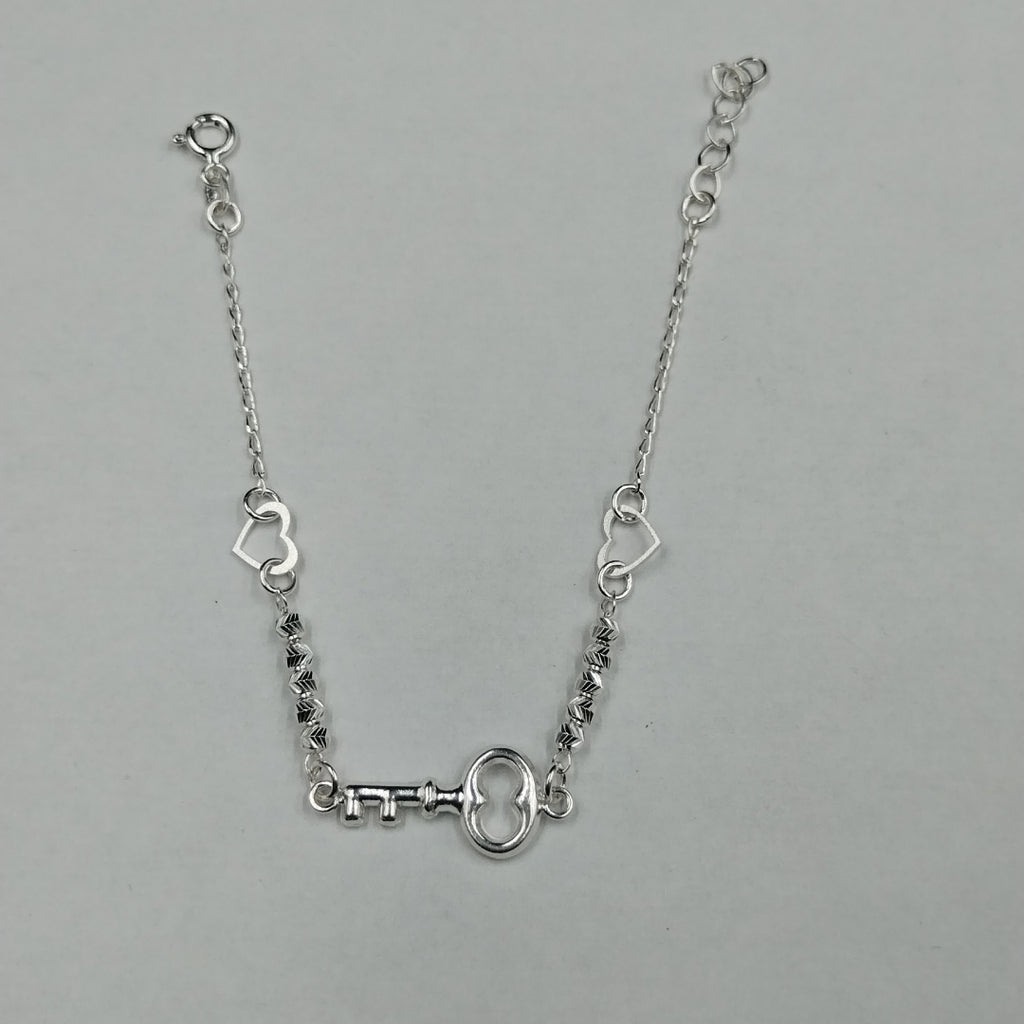 PULSERA TEJIDO LLAVE PLATA .925 18 CM 2.3 GR (NUEVO)