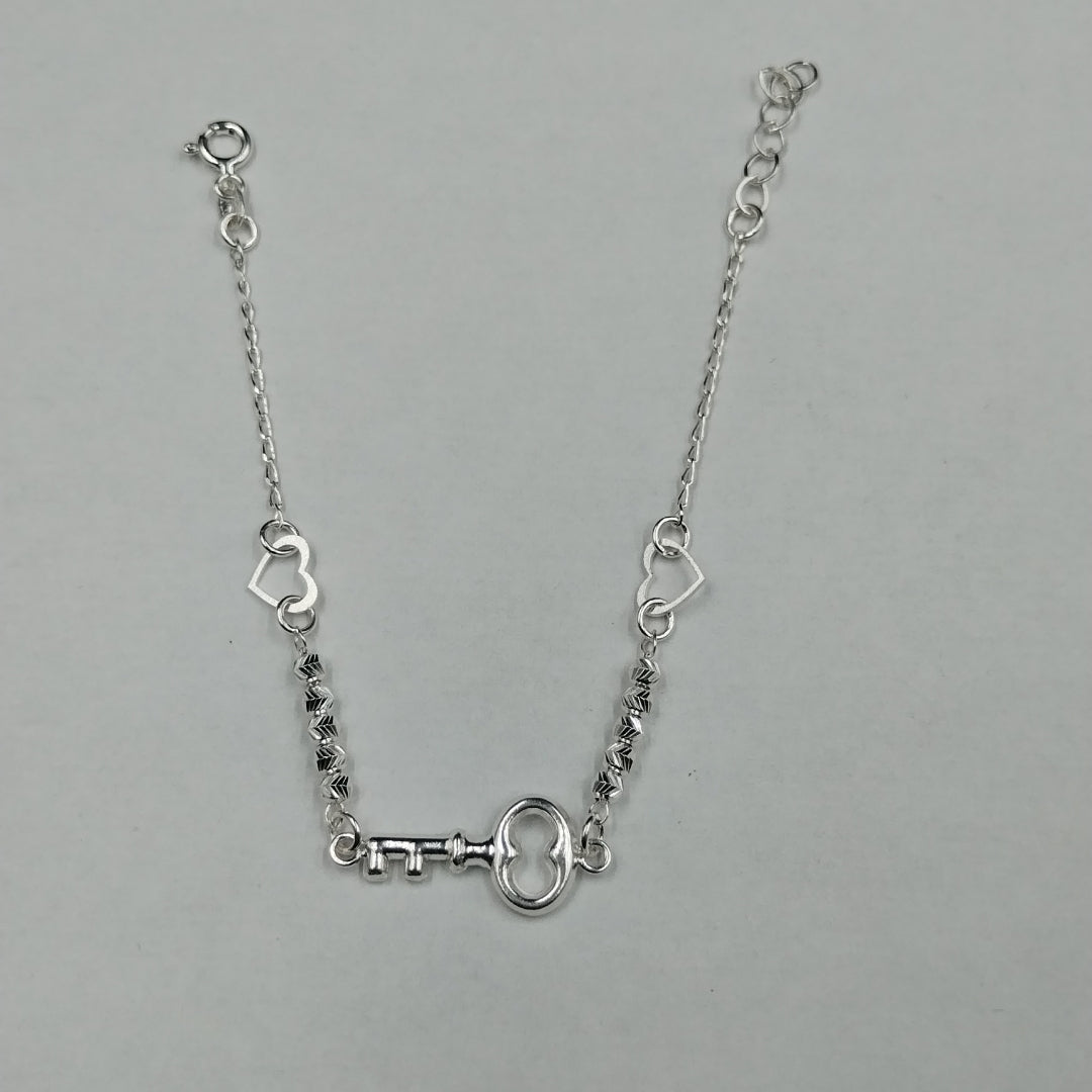 PULSERA TEJIDO LLAVE PLATA .925 18 CM 2.3 GR (NUEVO)