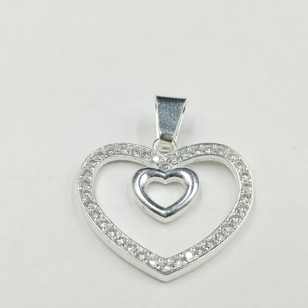 DIJE CORAZON C/CIRCONIAS PLATA .925 2.7 GR (NUEVO)