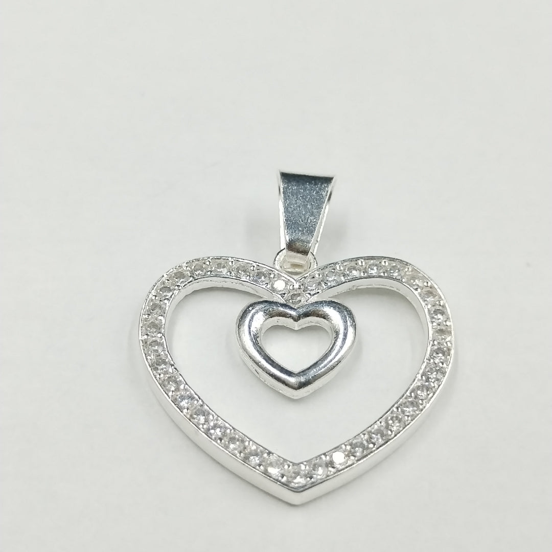DIJE CORAZON C/CIRCONIAS PLATA .925 2.7 GR (NUEVO)