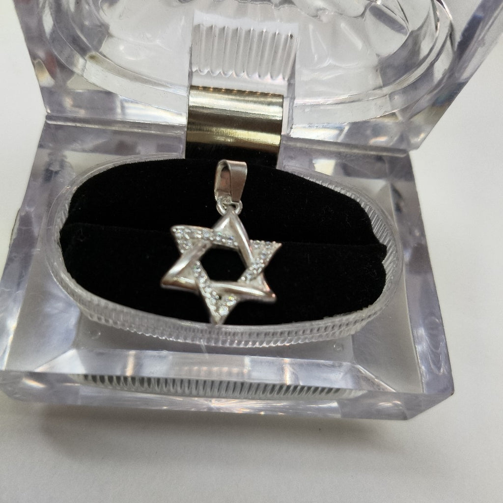 DIJE ESTRELLA DE DAVID C/CIRCONIAS PLATA .925 2.6 GR (NUEVO)