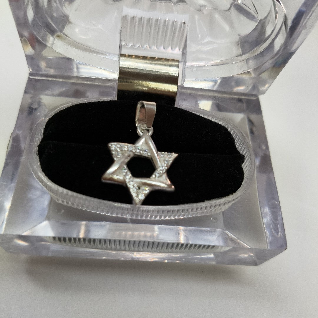 DIJE ESTRELLA DE DAVID C/CIRCONIAS PLATA .925 2.6 GR (NUEVO)