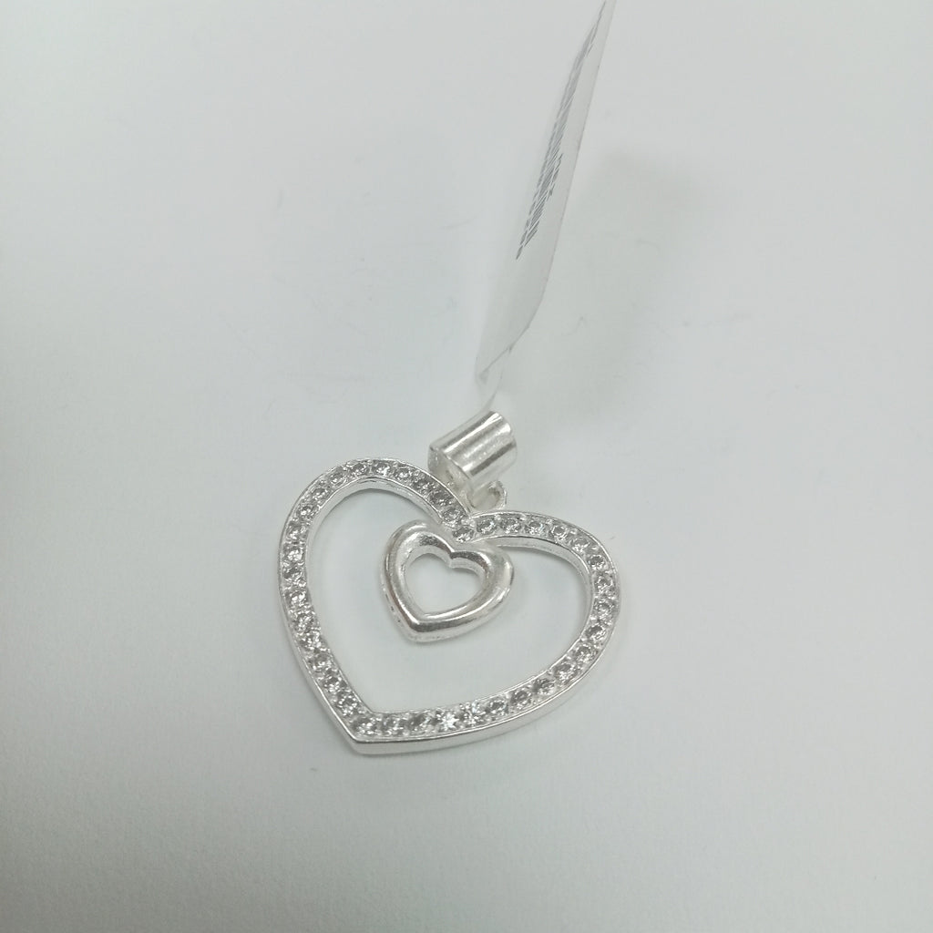 DIJE CORAZON C/CIRCONIAS PLATA .925 2.7 GR (NUEVO)