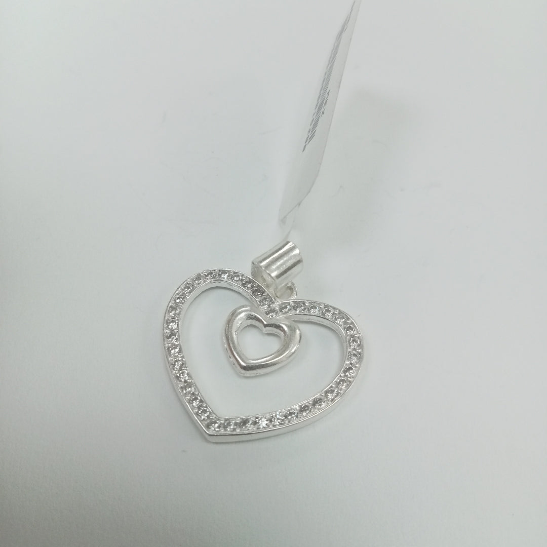 DIJE CORAZON C/CIRCONIAS PLATA .925 2.7 GR (NUEVO)