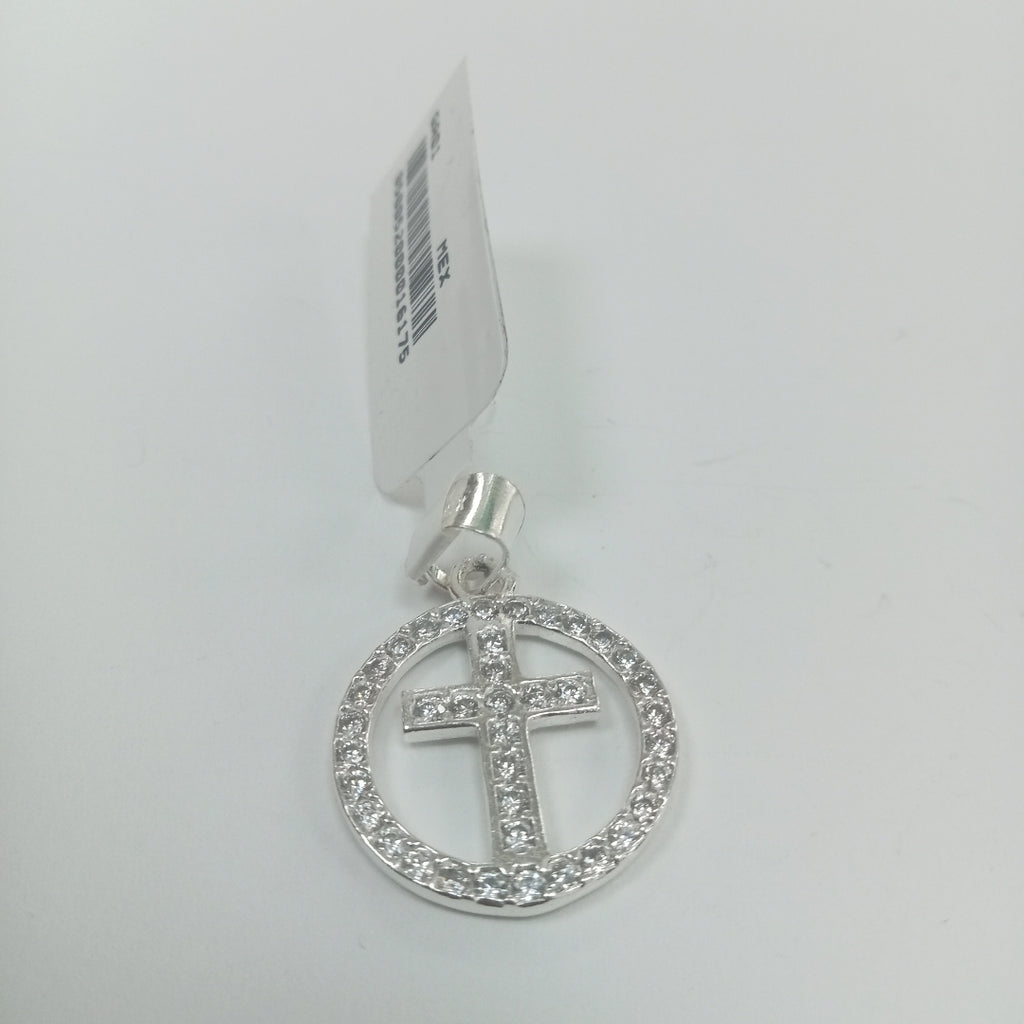 DIJE CRUZ C/CIRCONIAS PLATA .925 2.4 GR (NUEVO)