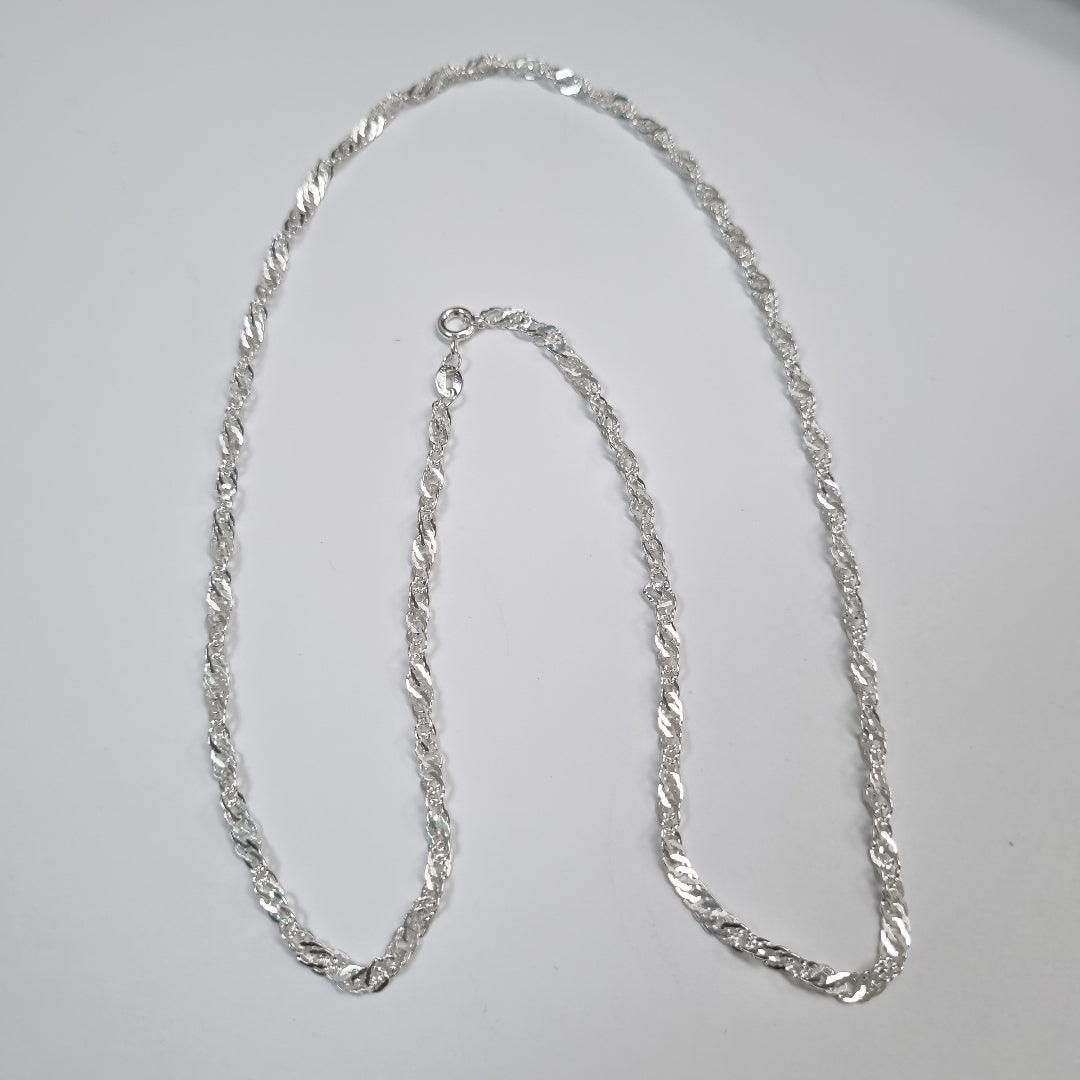 CADENA TEJIDO MEDIO TORZAL PLATA .925 55 CM 5.4 GR (NUEVO)