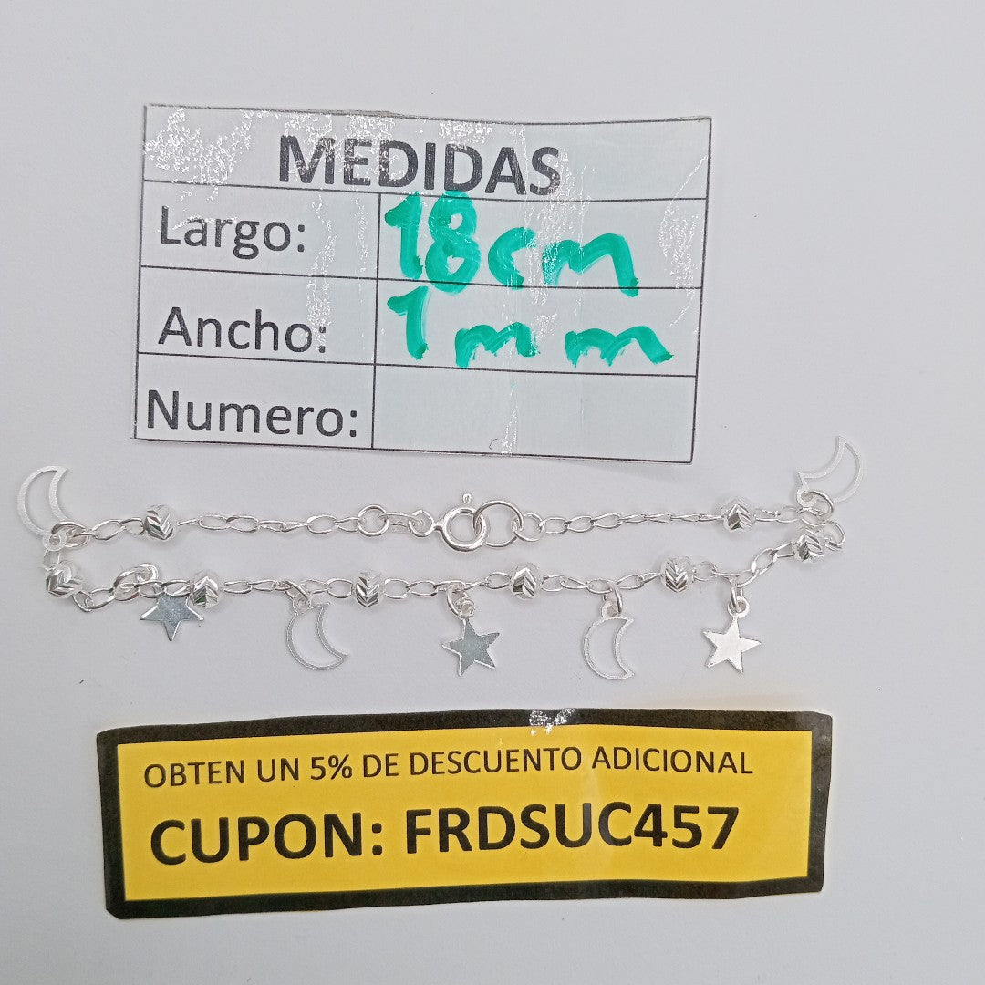 PULSERA TEJIDO TEJIDO ESPECIAL PLATA .925 18 CM 3.1 GR (NUEVO)