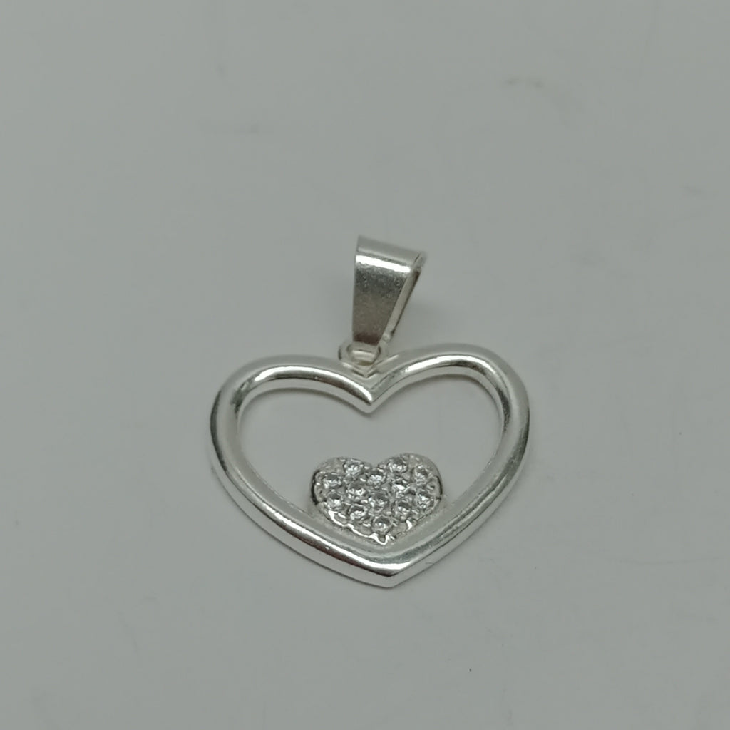 DIJE CORAZON C/CIRCONIAS PLATA .925 2.5 GR (NUEVO)