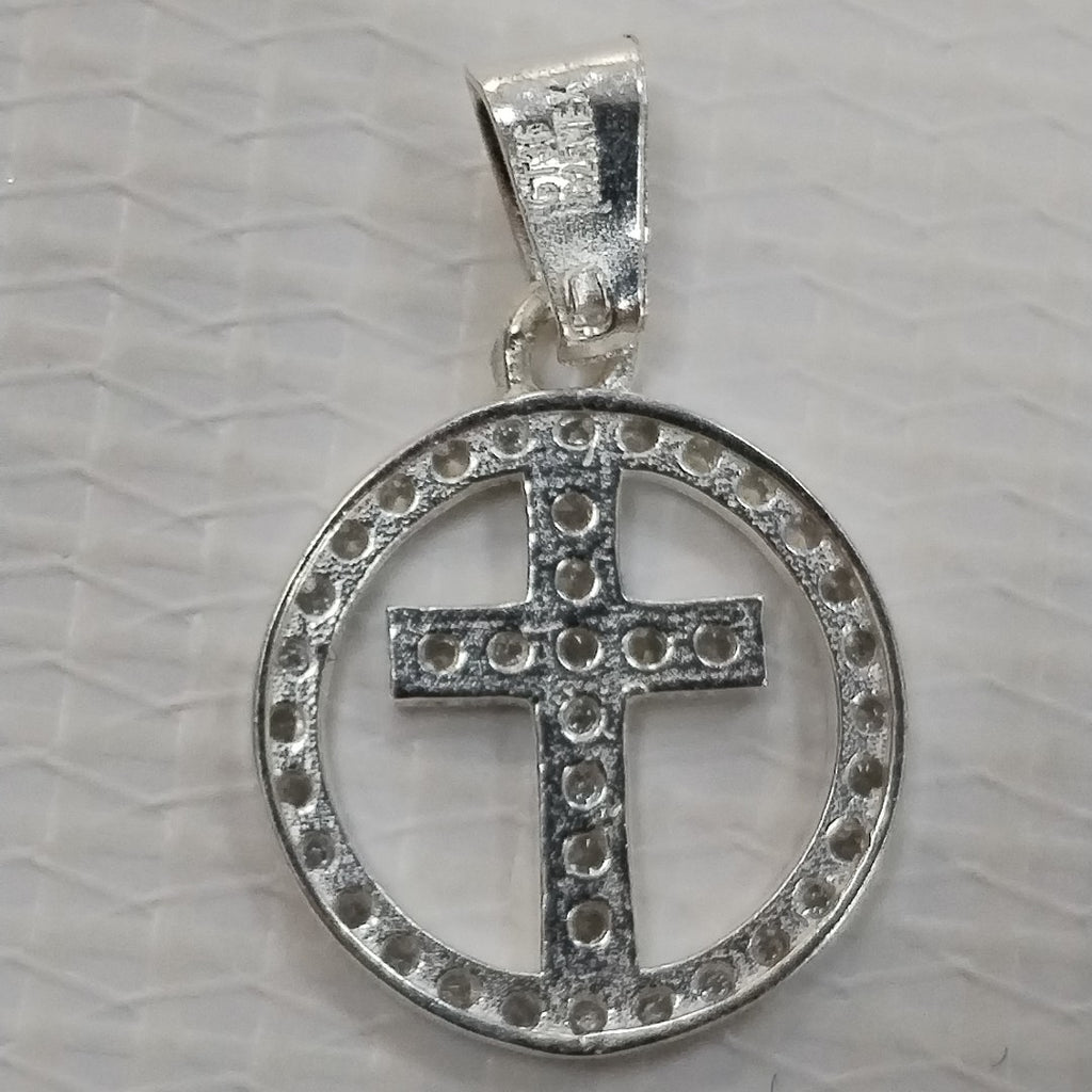 DIJE CRUZ C/CIRCONIAS PLATA .925 2.4 GR (NUEVO)