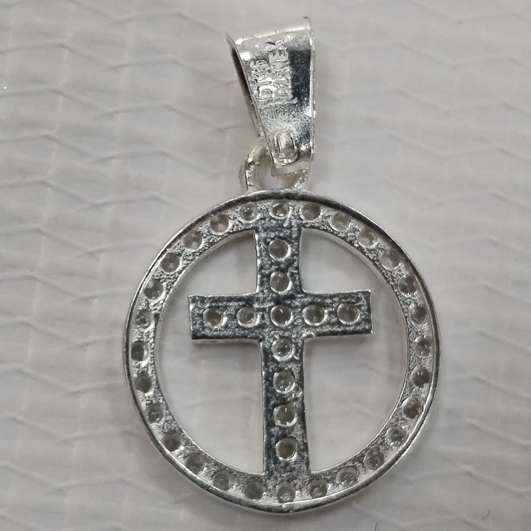 DIJE CRUZ C/CIRCONIAS PLATA .925 2.4 GR (NUEVO)