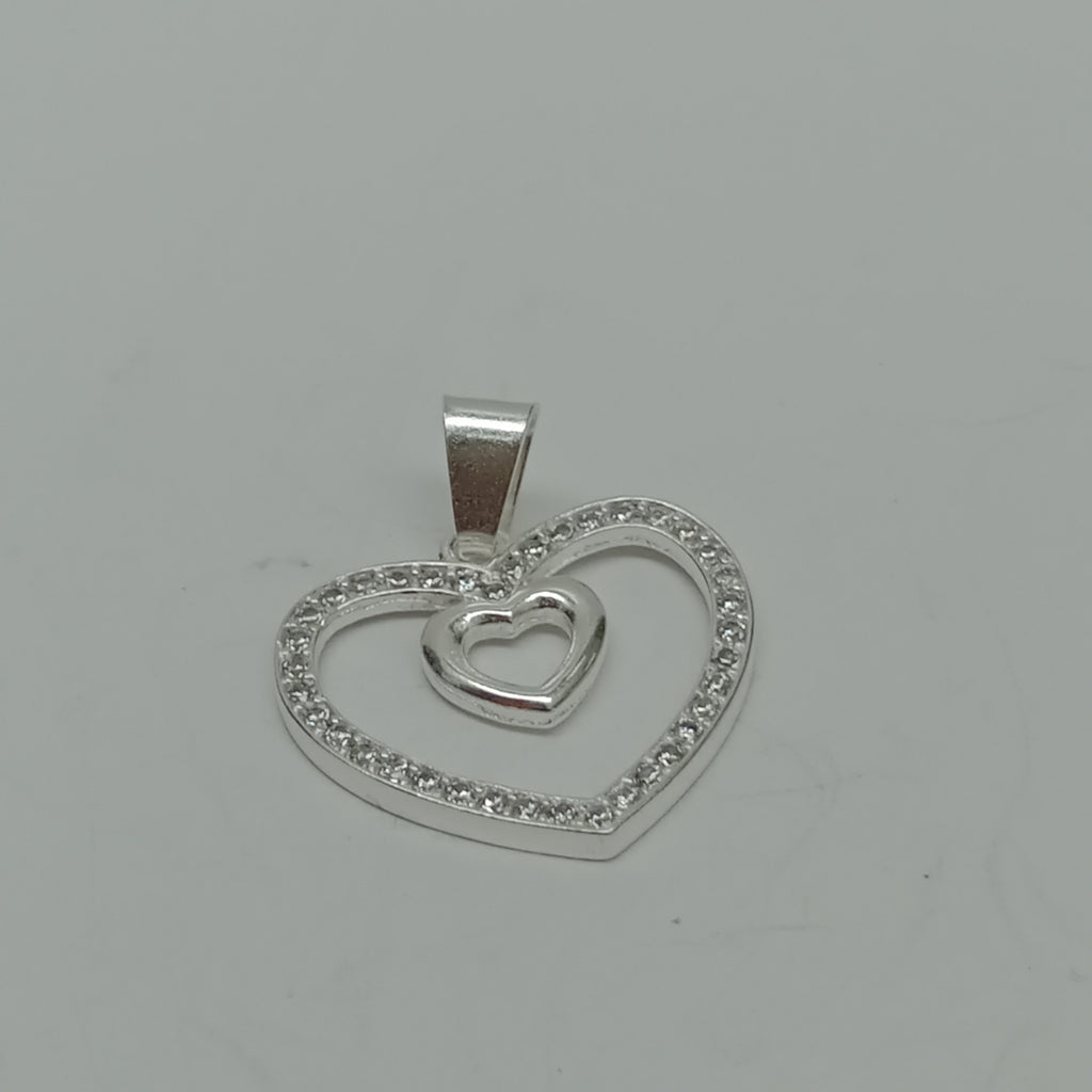 DIJE CORAZON C/CIRCONIAS PLATA .925 2.7 GR (NUEVO)