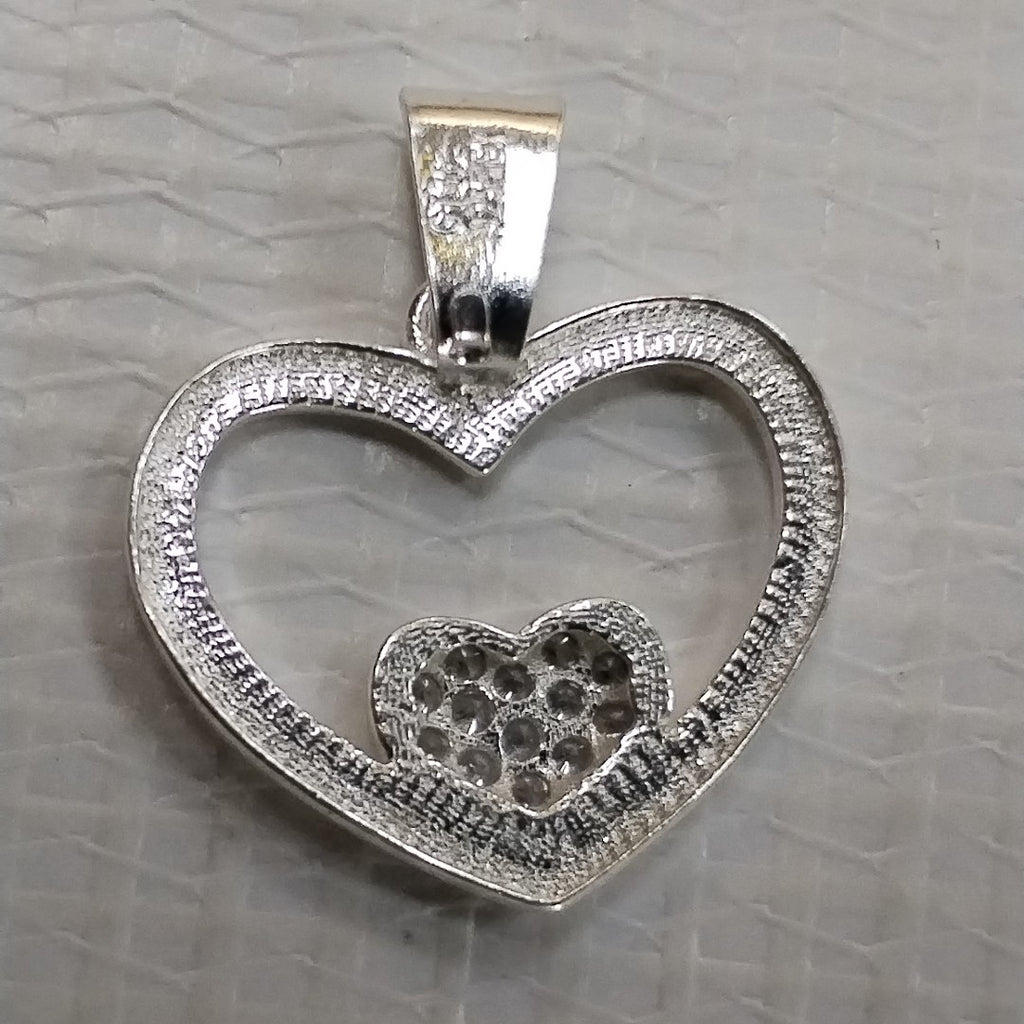 DIJE CORAZON C/CIRCONIAS PLATA .925 2.5 GR (NUEVO)
