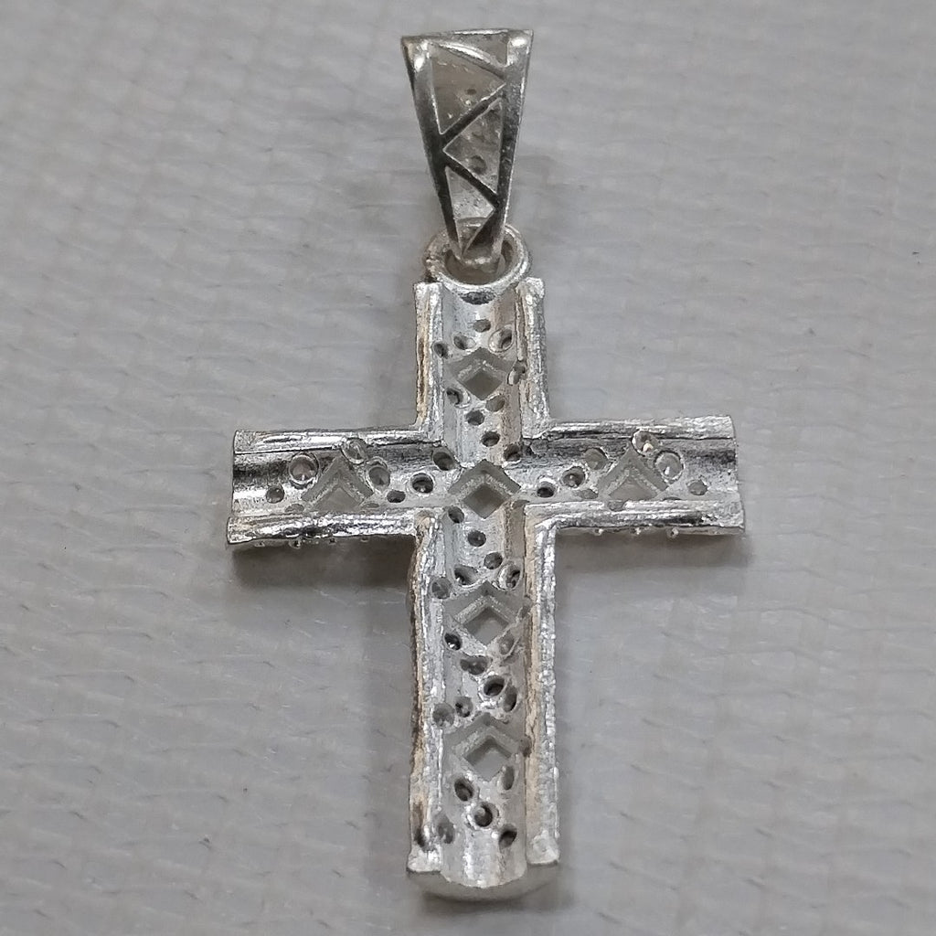 DIJE CRUZ C/CIRCONIAS PLATA .925 8 GR (NUEVO)