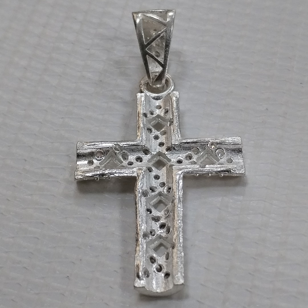 DIJE CRUZ C/CIRCONIAS PLATA .925 8 GR (NUEVO)