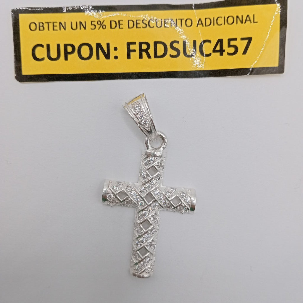 DIJE CRUZ C/CIRCONIAS PLATA .925 7.8 GR (NUEVO)