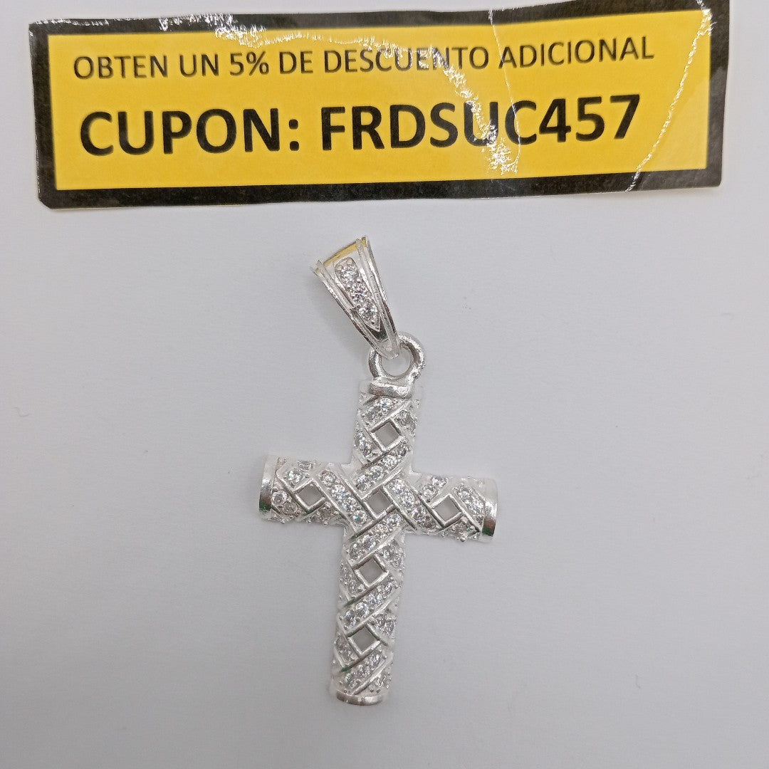 DIJE CRUZ C/CIRCONIAS PLATA .925 7.8 GR (NUEVO)
